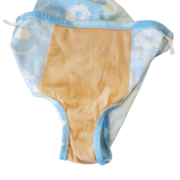 Vintage 60s 70s Pinup Retro Style Skirted Bikini Blue Halter Floral S/M READ - Picture 14 of 14